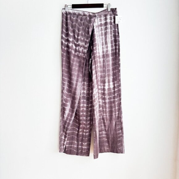 Zara Tie Dye Grey White Linen Blend Pants Wide Leg Relaxed M - Picture 4 of 9